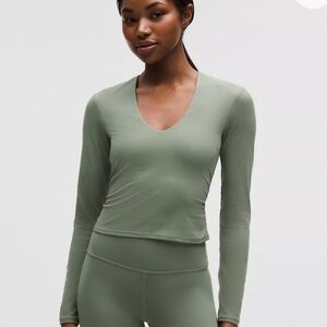 Lululemon All It Takes V-neck Long Sleeve Rib Nulu B-D Cup In PALM DECO